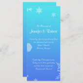 ブルー&ティール（緑がかった色）スノーフレークポー結婚式 プログラム (正面/裏面)