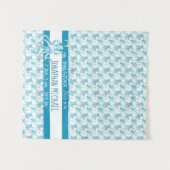 ブルー&ティール(緑がかった色)タコベビーの名前誕生統計 タペストリー (正面(横))