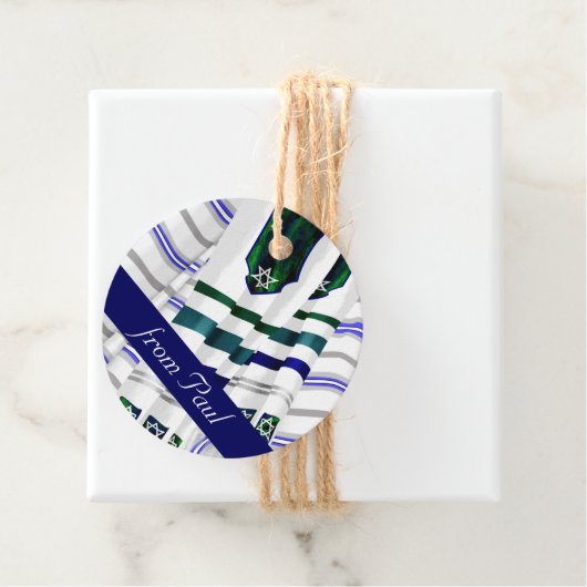 ブルー、ティール（緑がかった色）タリスバー（ユダヤ教の）バル・ミツバーギフトラベル フェイバータグ (インサイチュ)