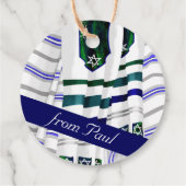 ブルー、ティール（緑がかった色）タリスバー（ユダヤ教の）バル・ミツバーギフトラベル フェイバータグ (裏面)