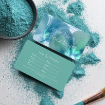 ブルー&ティール（緑がかった色）フローラアポイントメントカード