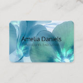 ブルー&ティール（緑がかった色）フローラ名刺 名刺 (正面)