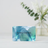 ブルー&ティール（緑がかった色）フローラ名刺 名刺 (スタンド正面)