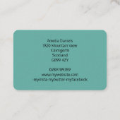 ブルー&ティール（緑がかった色）フローラ名刺 名刺 (裏面)