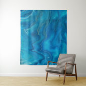ブルー&ティール（緑がかった色）マーブルアゲートアブストラクション タペストリー (インサイチュ)