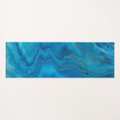 ブルー&ティール（緑がかった色）マーブルアゲートアブストラクション ヨガマット (正面(横))