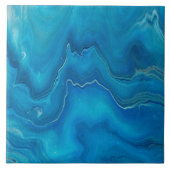 ブルー&ティール(緑がかった色)マーブルゲート抽象 タイル (正面)