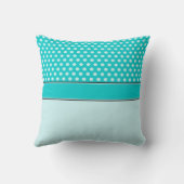 ブルー&ティール(緑がかった色)水玉模様バタフライボウパーソナライズされた クッション (裏面)