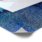 ブルー、ティール（緑がかった色）&金ゴールドマルブルアルコールインクDIY ポスター (角)