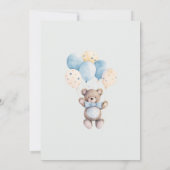 ブルー テディベア Bearly Wait ベビーシャワー 招待状 (裏面)