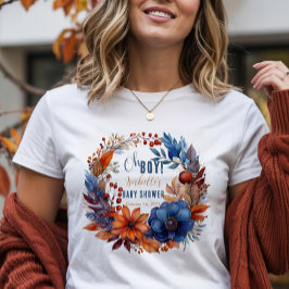 ブルー | テラコッタオボーイ秋フローラベビーシャワー トライブレンドTシャツ