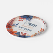 ブルー | テラコッタオボーイ秋フローラベビーシャワー ペーパープレート (アングル)