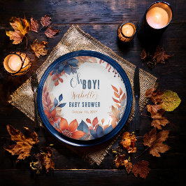 ブルー | テラコッタオボーイ秋フローラベビーシャワー ペーパープレート