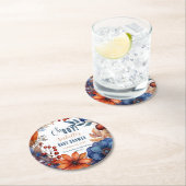 ブルー | テラコッタオボーイ秋フローラベビーシャワー ラウンドペーパーコースター (インサイチュ)