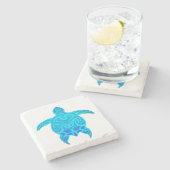 ブルー トライバル タートル ストーンコースター (横)