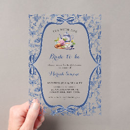 ブルー・トワル・ド・ジュイ・ティーパーティー・ブライダルシャワー アクリル招待状