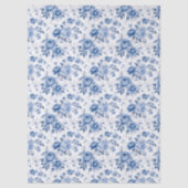 ブルー トワル 花柄 ティッシュペーパー 薄葉紙 (正面)