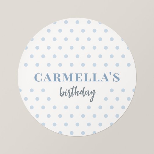 ブルー ドット 誕生日 ステッカー 名入れ