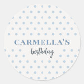 ブルー ドット 誕生日 ステッカー 名入れ (正面)