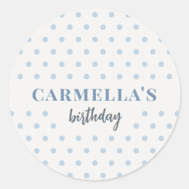 ブルー ドット 誕生日 ステッカー 名入れ
