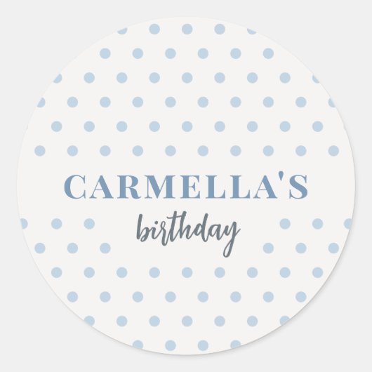 ブルー ドット 誕生日 ステッカー 名入れ (正面)