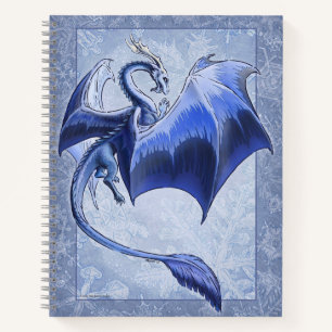ブルー「ドラゴン・オブ・ウィンター」雪片ファンタジーアート ノートブック