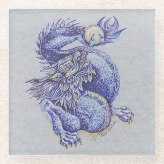 ブルー·ドラゴン ガラスコースター (正面)