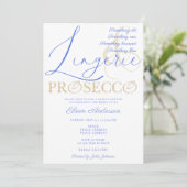 ブルー ドレス下着 & プロセッコ ブライダルシャワー 招待状 (スタンド正面)