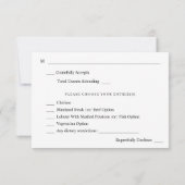 ブルー&ネイビーフローラと食事RSVP - Blue Gray 出欠カード (裏面)