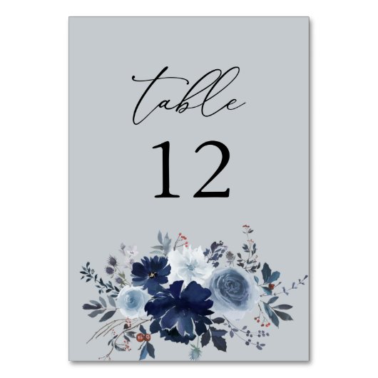 ブルー&ネイビーフローラテーブル番号 – ブルーグレー テーブルナンバー (正面)