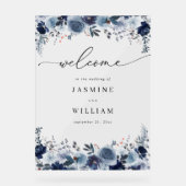 ブルー&ネイビーフローラ結婚ズ・ウェルカム2 アクリルサイン (正面)