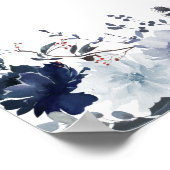 ブルー&ネイビーフローラ結婚ズ・ウェルカム2 ポスター (角)