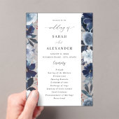 ブルー&ネイビーフローラ結婚式 プログラムアクリル アクリル招待状 (インサイチュ (ポータブル))