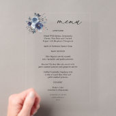 ブルー&ネイビーフローラ結婚式 プログラムアクリル アクリル招待状 (インサイチュ (ポータブル))