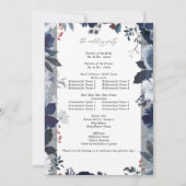 ブルー&ネイビーフローラ結婚式 プログラムグレー 招待状 (裏面)
