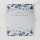 ブルー&ネイビーフローラ – ブルーグレー プレイスカード (外部開封)