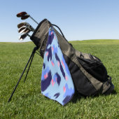 ブルー、ネイビー、ピンクの抽象芸術イカットパターン ゴルフタオル (グリーン)