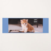 ブルー「ネコパパ」オレンジキッテン ヨガマット (正面(横))