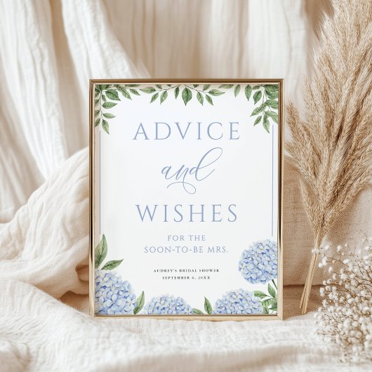 ブルー ハイドレンジア アドバイスとウィッシュ ディスプレイ ポスター