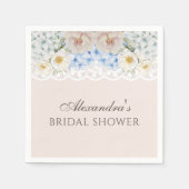 ブルー ハイドレンジア ピンク ピオニー ブライダル シャワー スタンダードカクテルナプキン (正面)