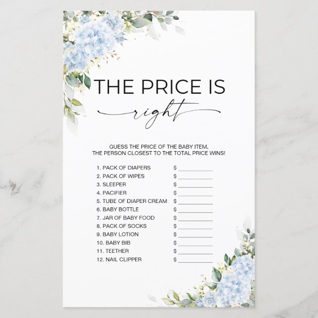 ブルー ハイドレンジア フラワー The Price Is Right ゲーム (正面)