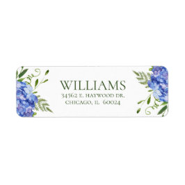 ブルー ハイドレンジア ブライダル シャワーの返信住所 ラベル