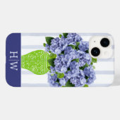 ブルー ハイドレンジア 海岸の花 植木鉢 モノグラム Case-Mate iPhoneケース (裏面 (横))