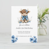 ブルー・ハイランド・カウの誕生日パーティー招待状 招待状 (スタンド正面)