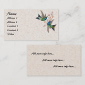 ブルー·ハチドリ·フラワーズ·ビジネスカード 名刺 (正面/裏面)