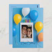 ブルー ハッピー バースデー オーダーメイド ポロライド ポストカード (正面/裏面)