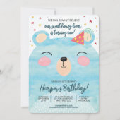 ブルー ハニー ベア バースデー 招待状 (正面)