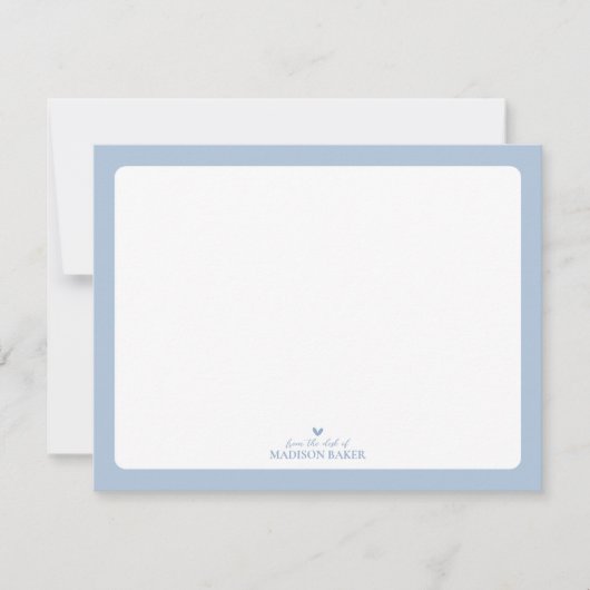 ブルー |ハートシンプルひなパーソナライズされた形 ノートカード (正面)