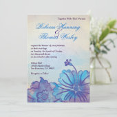 ブルー&バイオレットフローラ水彩結婚式招待状 招待状 (スタンド正面)