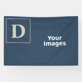 ブルー/バニラファミリーイニシャルフォトディスプレイバナー 横断幕